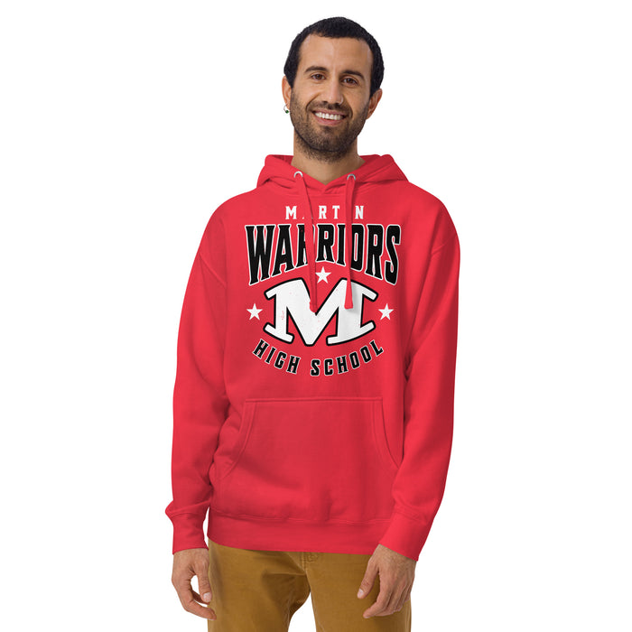 Man wearing Martin High School Warriors Red Premium Unisex Hoodie 213