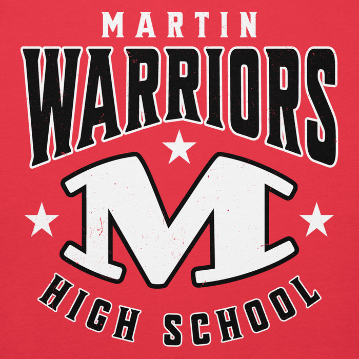 Close-up view of Martin High School Warriors Red Premium Unisex Hoodie 213