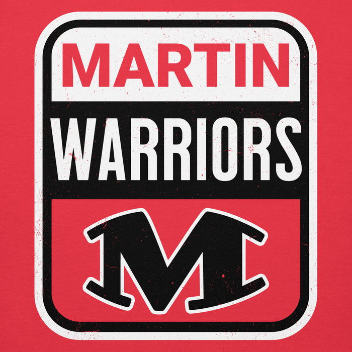 Close-up view of Martin High School Warriors Red Premium Unisex Hoodie 001