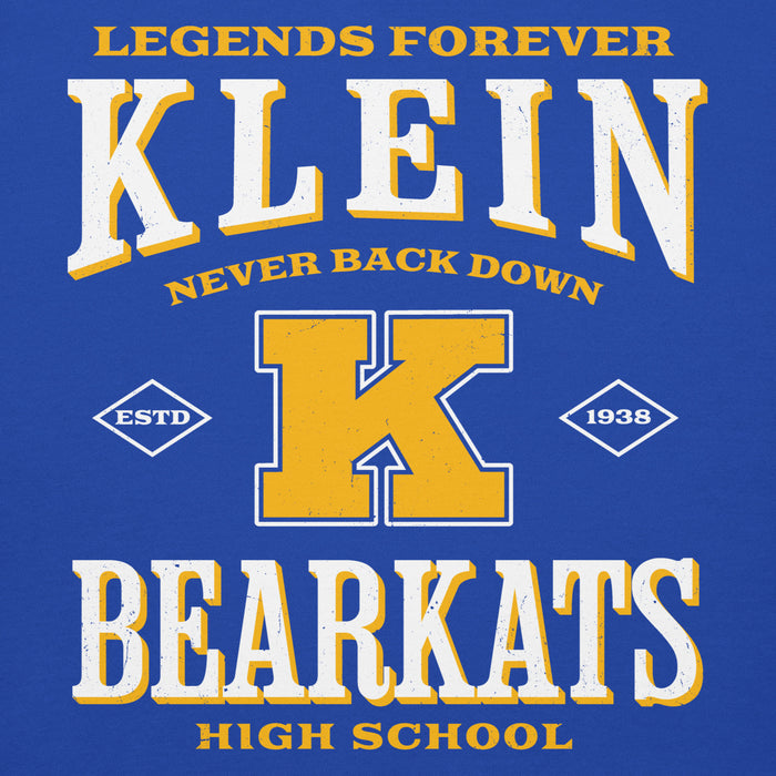 Close-up view of Klein High School Bearkats Royal Blue Premium Unisex Hoodie 230