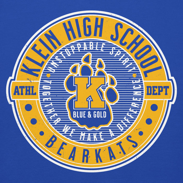 Close-up view of Klein High School Bearkats Royal Blue Premium Unisex Hoodie 224