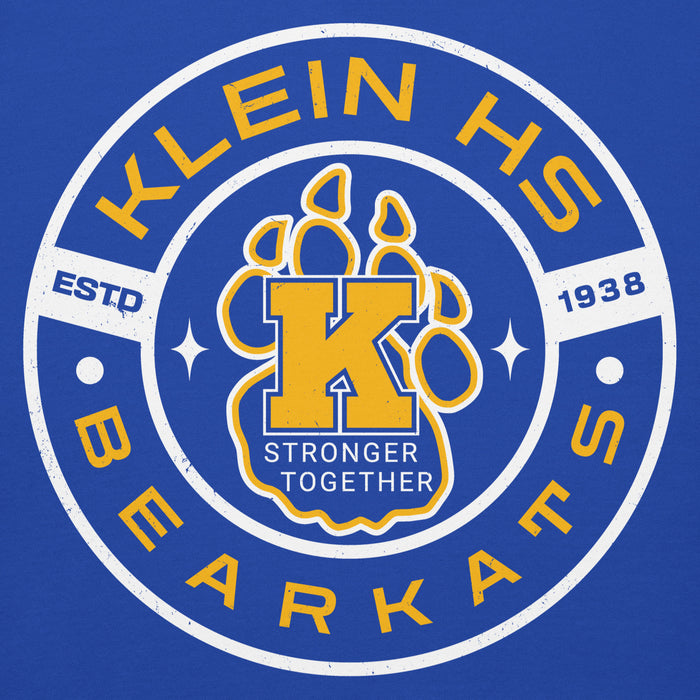 Close-up view of Klein High School Bearkats Royal Blue Premium Unisex Hoodie 239