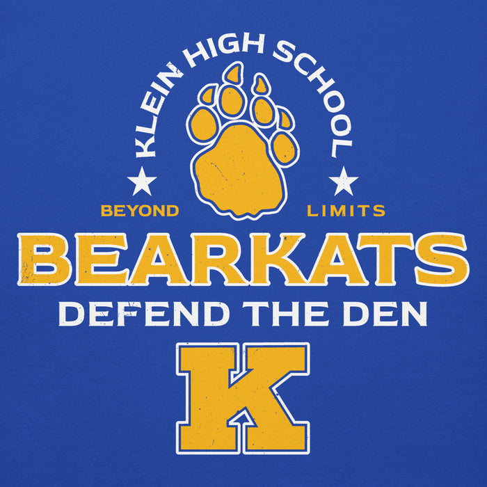 Close-up view of Klein High School Bearkats Royal Blue Premium Unisex Hoodie 222