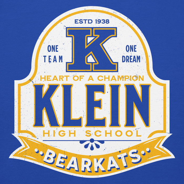 Close-up view of Klein High School Bearkats Royal Blue Premium Unisex Hoodie 219