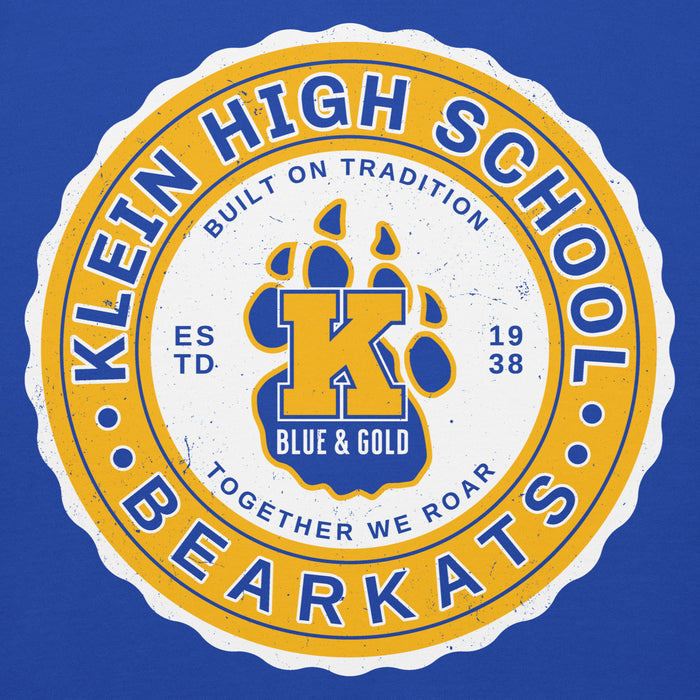 Close-up view of Klein High School Bearkats Royal Blue Premium Unisex Hoodie 216
