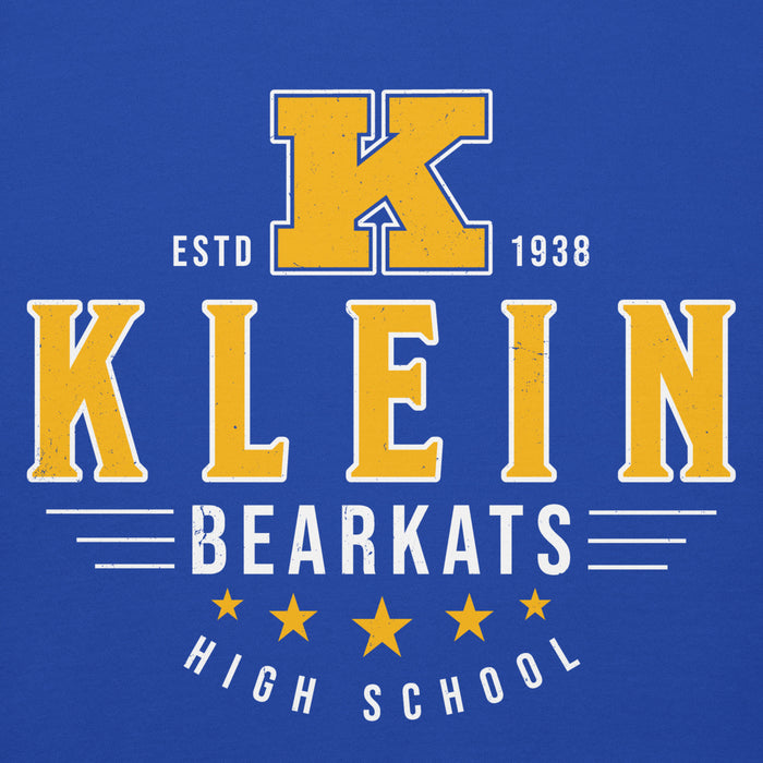 Close-up view of Klein High School Bearkats Royal Blue Premium Unisex Hoodie 217
