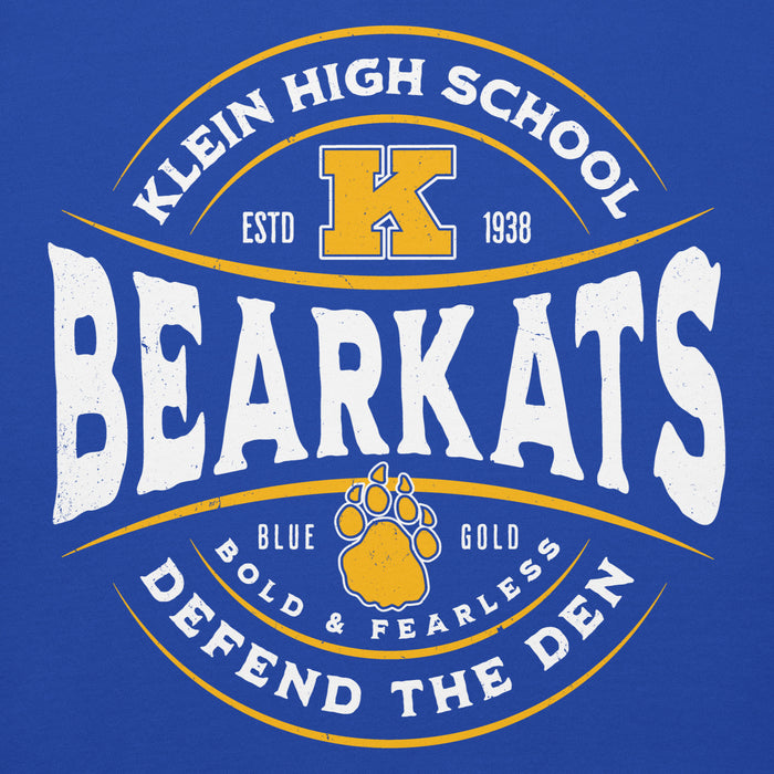 Close-up view of Klein High School Bearkats Royal Blue Premium Unisex Hoodie 218