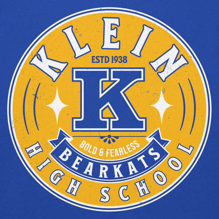 Close-up view of Klein High School Bearkats Royal Blue Premium Unisex Hoodie 215