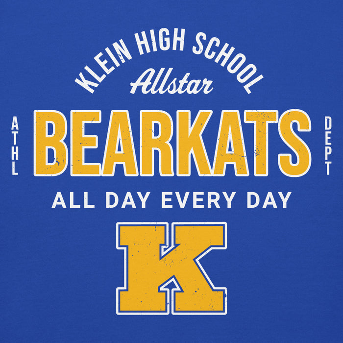 Close-up view of Klein High School Bearkats Royal Blue Premium Unisex Hoodie 040