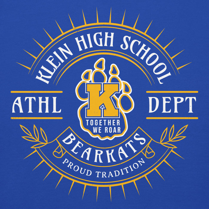 Close-up view of Klein High School Bearkats Royal Blue Premium Unisex Hoodie 201