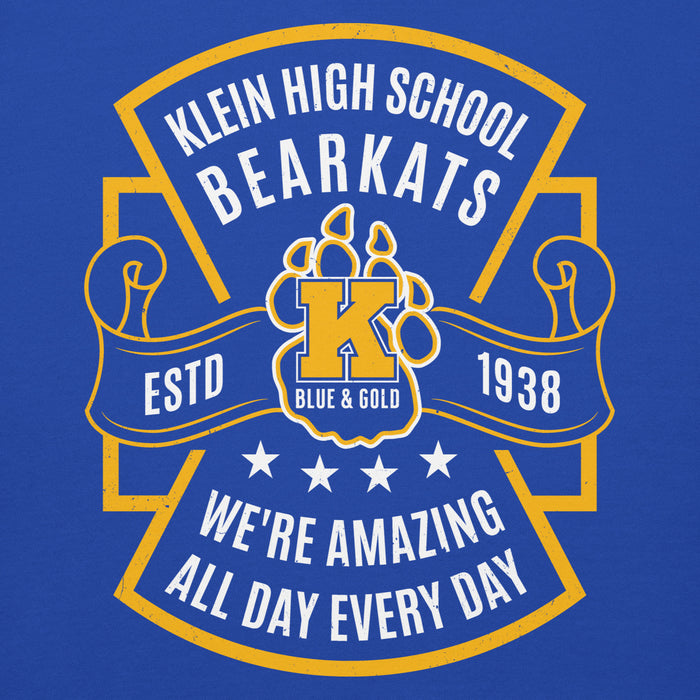 Close-up view of Klein High School Bearkats Royal Blue Premium Unisex Hoodie 207