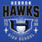 Close-up view of Hebron High School Hawks Royal Blue Premium Unisex Hoodie 204