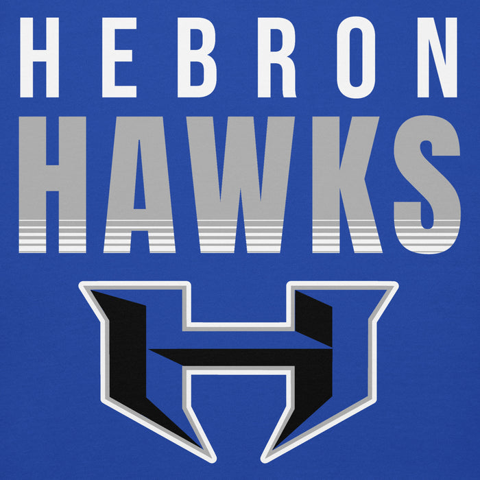 Close-up view of Hebron High School Hawks Royal Blue Premium Unisex Hoodie 024