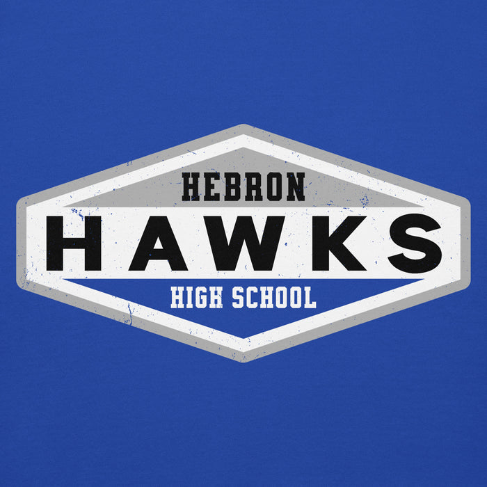 Close-up view of Hebron High School Hawks Royal Blue Premium Unisex Hoodie 009