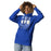 Woman wearing Hebron High School Hawks Royal Blue Premium Unisex Hoodie 240