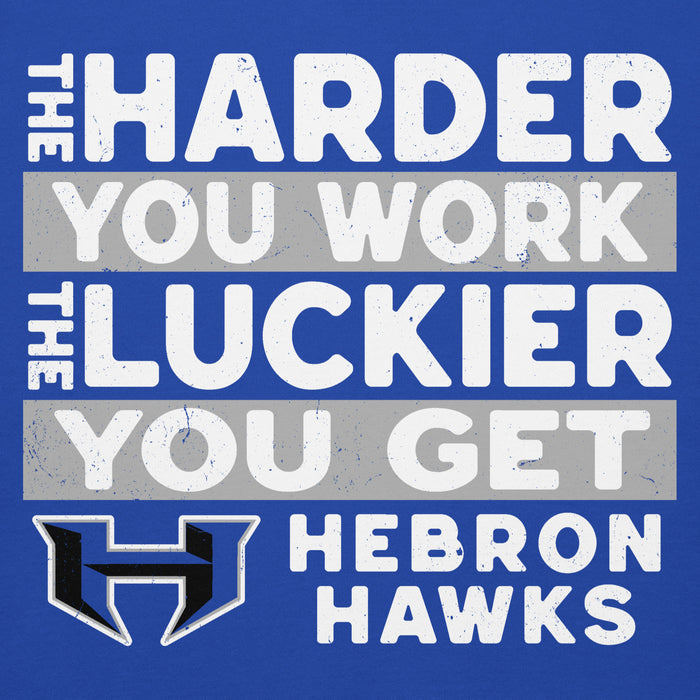 Close-up view of Hebron High School Hawks Royal Blue Premium Unisex Hoodie 238