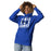 Woman wearing Hebron High School Hawks Royal Blue Premium Unisex Hoodie 223