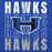 Close-up view of Hebron High School Hawks Royal Blue Premium Unisex Hoodie 233