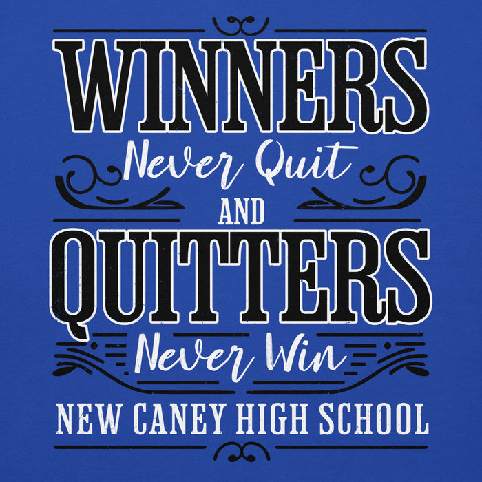 Close-up view of New Caney High School Eagles Royal Blue Premium Unisex Hoodie 237