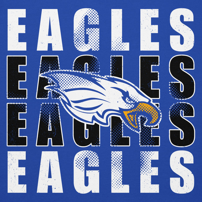 Close-up view of New Caney High School Eagles Royal Blue Premium Unisex Hoodie 233