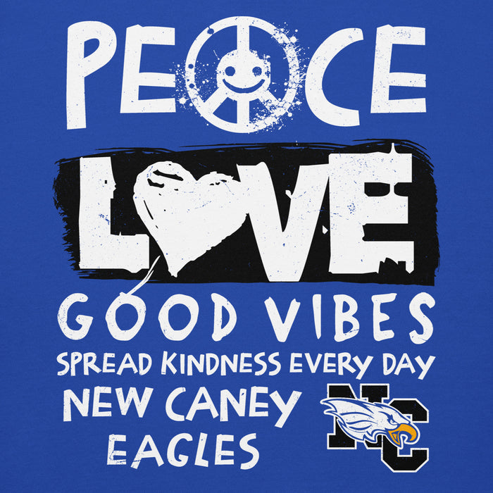 Close-up view of New Caney High School Eagles Royal Blue Premium Unisex Hoodie 240