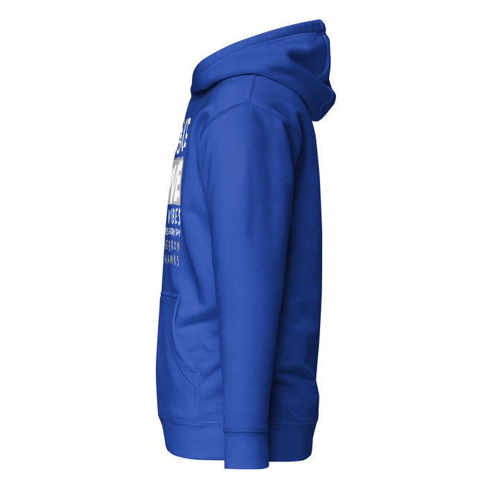 Side view of Hebron High School Hawks Royal Blue Premium Unisex Hoodie 240