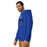 Man wearing Hebron High School Hawks Royal Blue Premium Unisex Hoodie 234