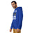Man wearing Hebron High School Hawks Royal Blue Premium Unisex Hoodie 231