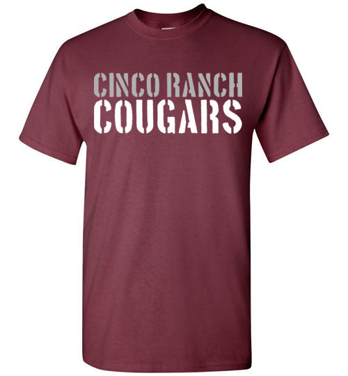 Cinco Ranch Cougars Maroon Unisex T-shirt 17