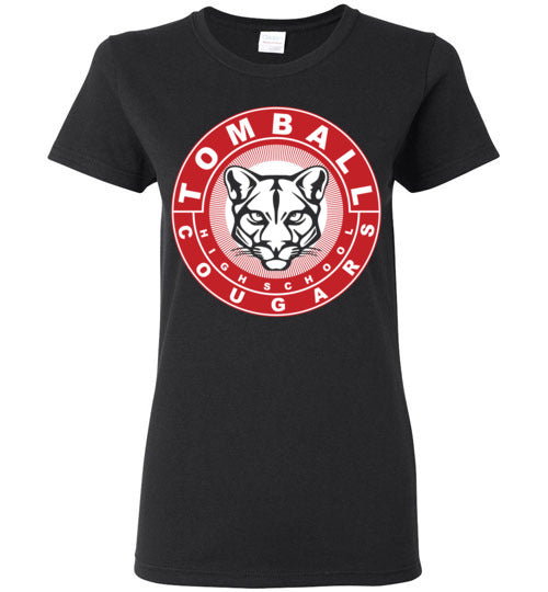 Tomball High School Cougars Women's Black T-shirt 02