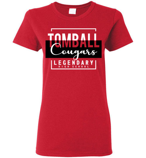 Tomball High School Cougars Women's Red T-shirt 05