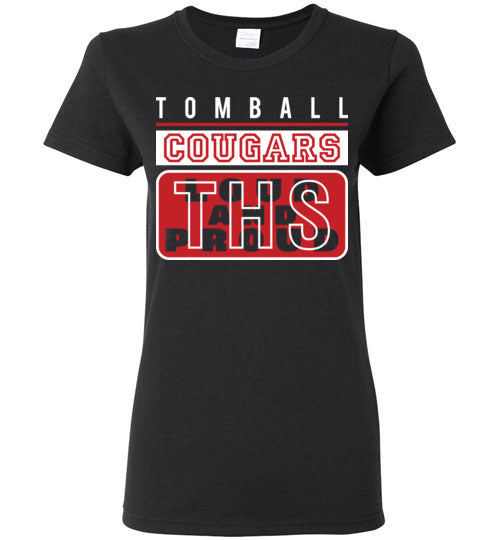 Tomball High School Cougars Women's Black T-shirt 86