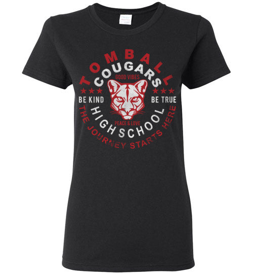 Tomball High School Cougars Women's Black T-shirt 16