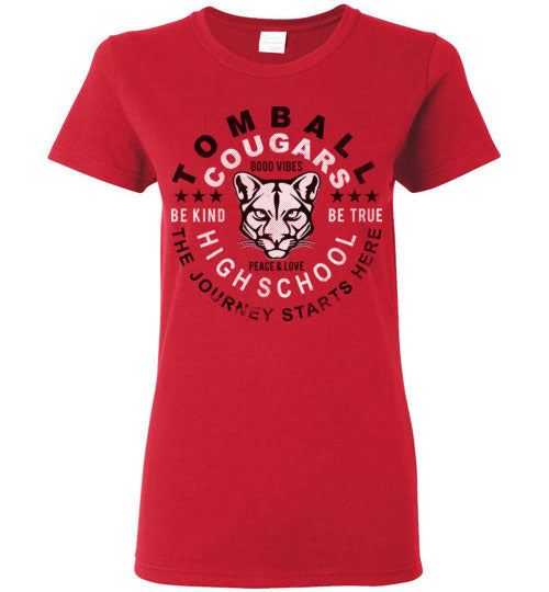 Tomball High School Cougars Women's Red T-shirt 16