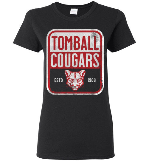 Tomball High School Cougars Women's Black T-shirt 01