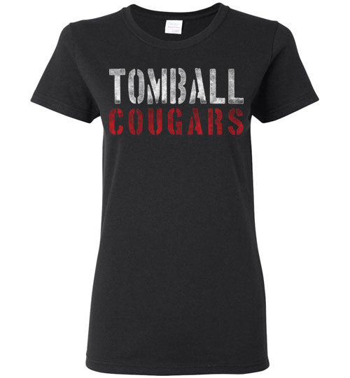 Tomball High School Cougars Women's Black T-shirt 17