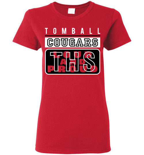 Tomball High School Cougars Women's Red T-shirt 86