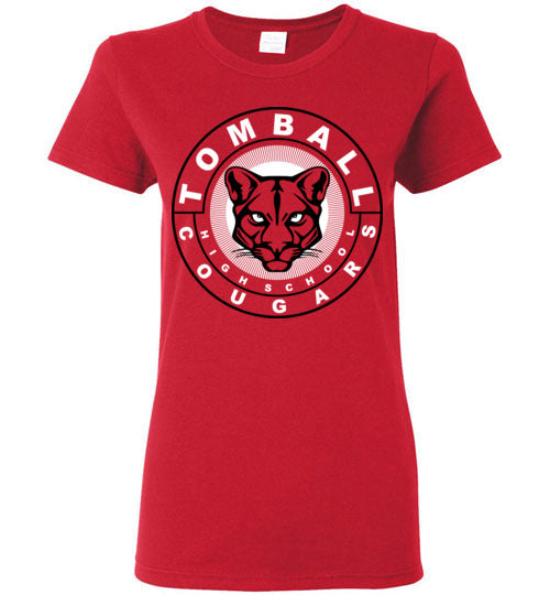 Tomball High School Cougars Women's Red T-shirt 02