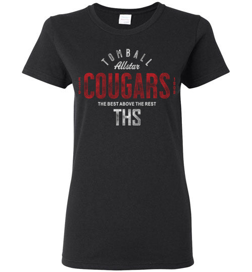 Tomball High School Cougars Women's Black T-shirt 40