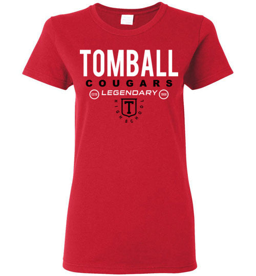 Tomball High School Cougars Women's Red T-shirt 03