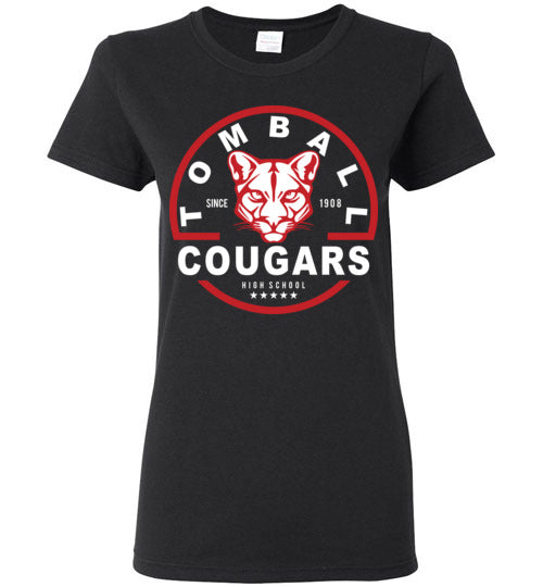 Tomball High School Cougars Women's Black T-shirt 04