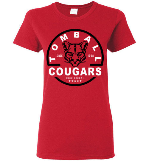 Tomball High School Cougars Women's Red T-shirt 04