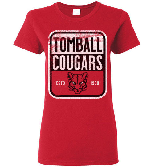 Tomball High School Cougars Women's Red T-shirt 01