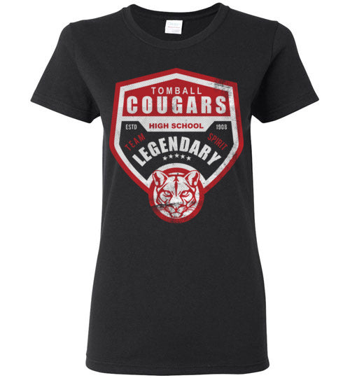 Tomball High School Cougars Women's Black T-shirt 14