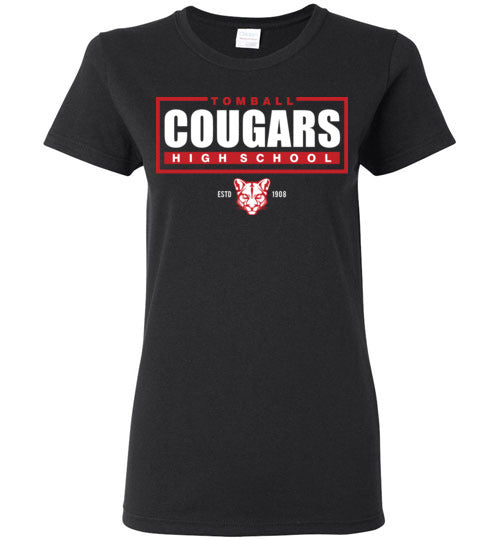 Tomball High School Cougars Women's Black T-shirt 49