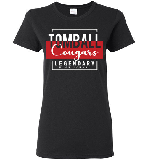 Tomball High School Cougars Women's Black T-shirt 05