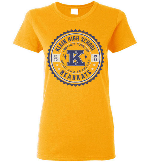 Klein High School Bearkats Women's Gold T-shirt 211