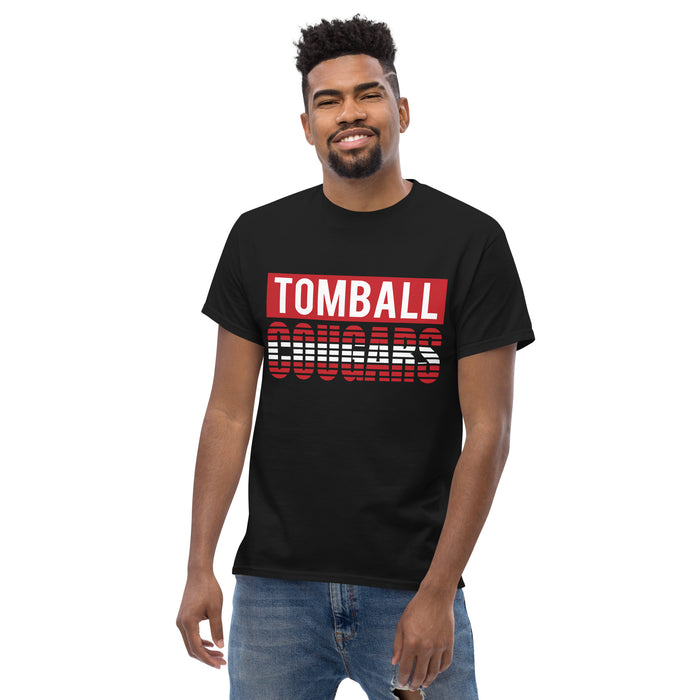 Man wearing a Tomball High School Cougars Classic Unisex Black T-shirt 35