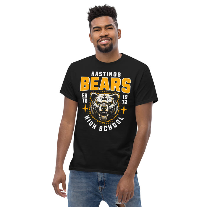 Man wearing Hastings High School Bears Black Classic Unisex T-shirt 204