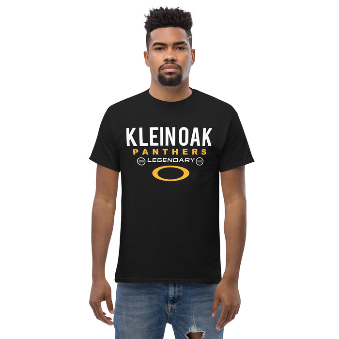 Man wearing a Klein Oak High School Panthers Classic Unisex Black T-shirt 03